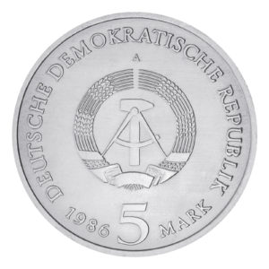 Wertseite der Münze 5 Mark 1986 Deutsche demokratische Republik Neues Palais Potsdam