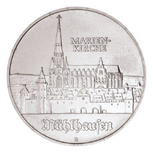 DDR 5 Mark 1989 Marienkirche in Mühlhausen