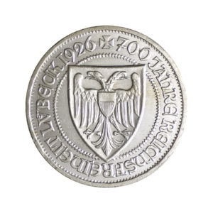 Silbermünze 3 Reichsmark Weimarer Republik 1926, 700 Jahre Reichsfreiheit Lübeck