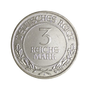 Wertseite der Silbermünze 3 Reichsmark Weimarer Republik 1926, 700 Jahre Reichsfreiheit Lübeck