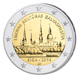 Lettland 2 Euro-Sondermünze 2014 – Riga, Europäische Kulturhauptstadt