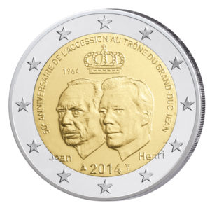 Luxemburg 2 Euro-Gedenkmünze 2014 - 50. Jahrestag der Thronbesteigung von Großherzog Jean