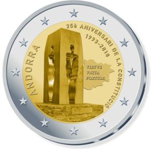 Andorra 2 Euro-Gedenkmünze 2018 „25. Jahrestag der Verfassung“