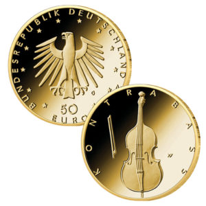 BRD 50 Euro Goldmünze 2018 Der Kontrabass, Copyright BADV, Entwurf: Erich Ott