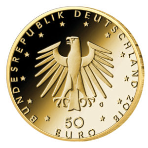 Gemeinsame Rückseite der Goldmünze 50 Euro Deutschland 2018 - Musikinstrumente