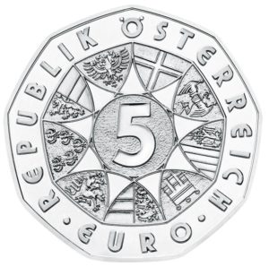 Wertseite der Silbermünze 5 Euro 2018 Österreich, Der Osterhase