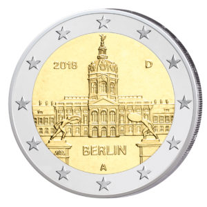 Foto der geprägten Münzen BRD 2 Euro-Gedenkmünze 2018 „Serie Bundesländer – Berlin: Schloss Charlottenburg", Präegstätte A (Berlin)