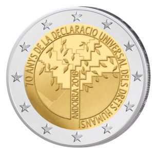 Andorra 2 Euro-Gedenkmünze 2018 „70. Jahrestag der Allgemeinen Deklaration der Menschenrechte“