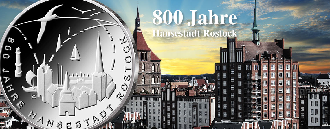 Münze 20 Euro Deutschland 2018, 800 Jahre Hansestadt Rostock