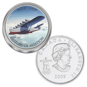 Münze 25 Cent Kanada 2009, mit Farbmotiv Luftfahrtgeschichte - Do X