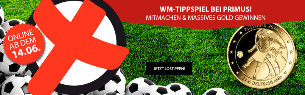 Jetzt mittippen! Das größte Sportereignis des Jahres hat begonnen - machen Sie es noch spannender: Nehmen Sie jetzt am Primus WM-Tippspiel teil!