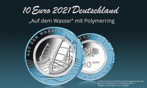 Münze 10 Euro 2021 Deutschland, Auf dem Wasser mit Polymerring