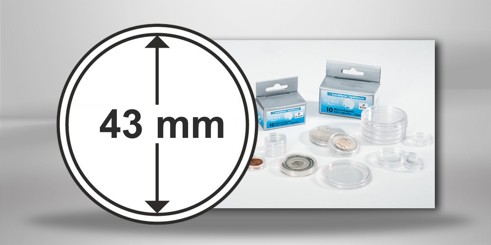 [43 mm] Leuchtturm Münzkapseln im 10er Pack