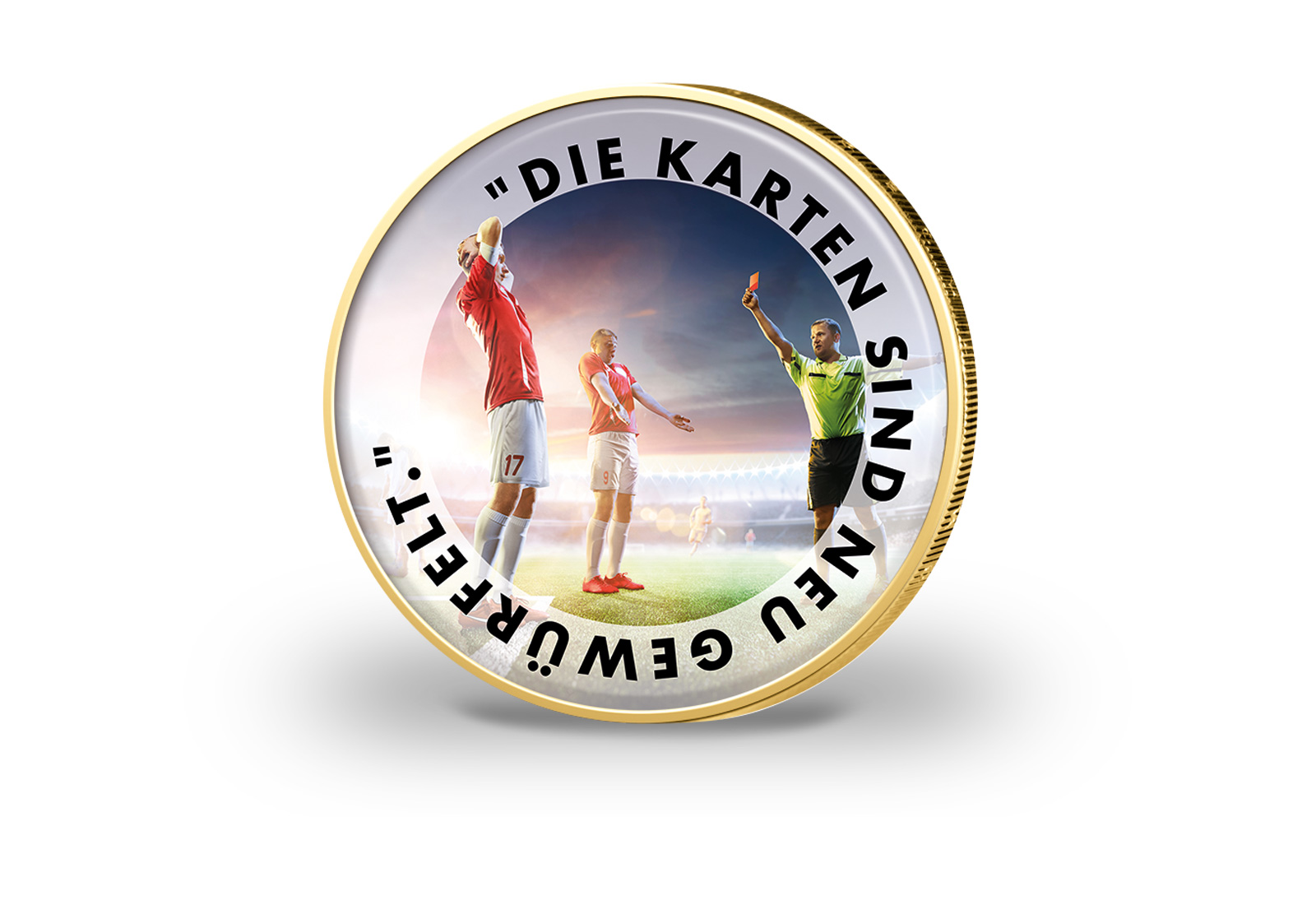 2 Euro vergoldet Fußballspruch 21 mit Farbmotiv