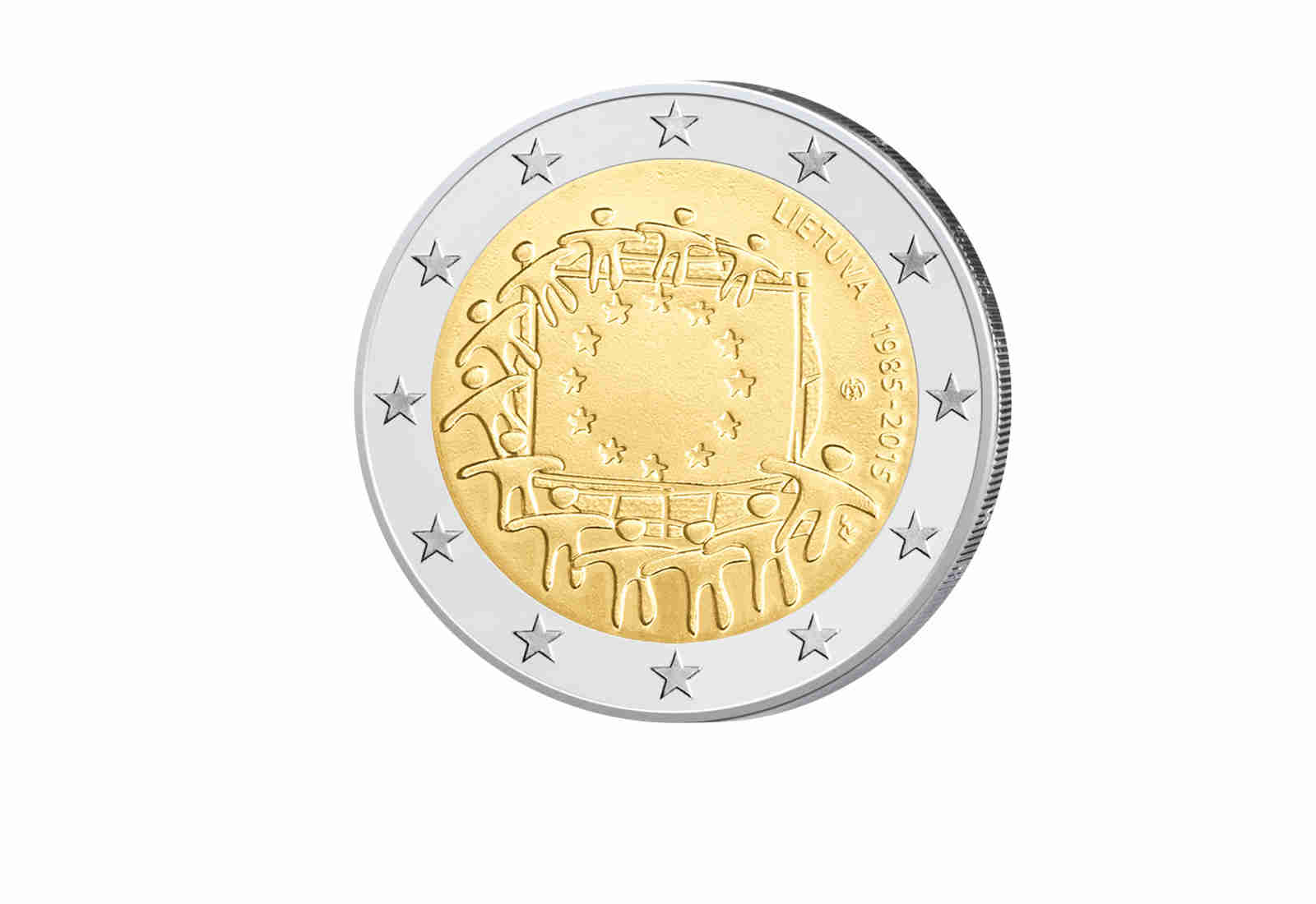 2 Euro 2015 Litauen 30 Jahre Europaflagge Gemeinschaftsausgabe bfr.