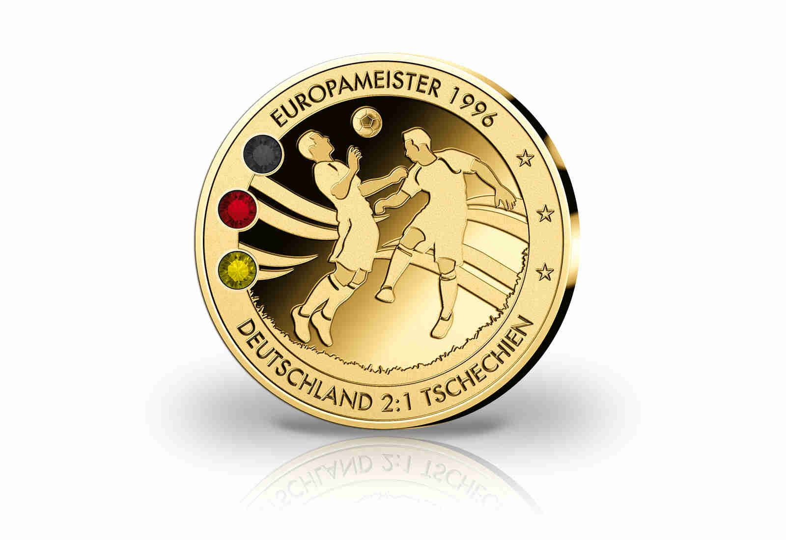 Gigantenprägung Deutschland Fußball Europameister 1996 mit 24 Karat Goldauflage