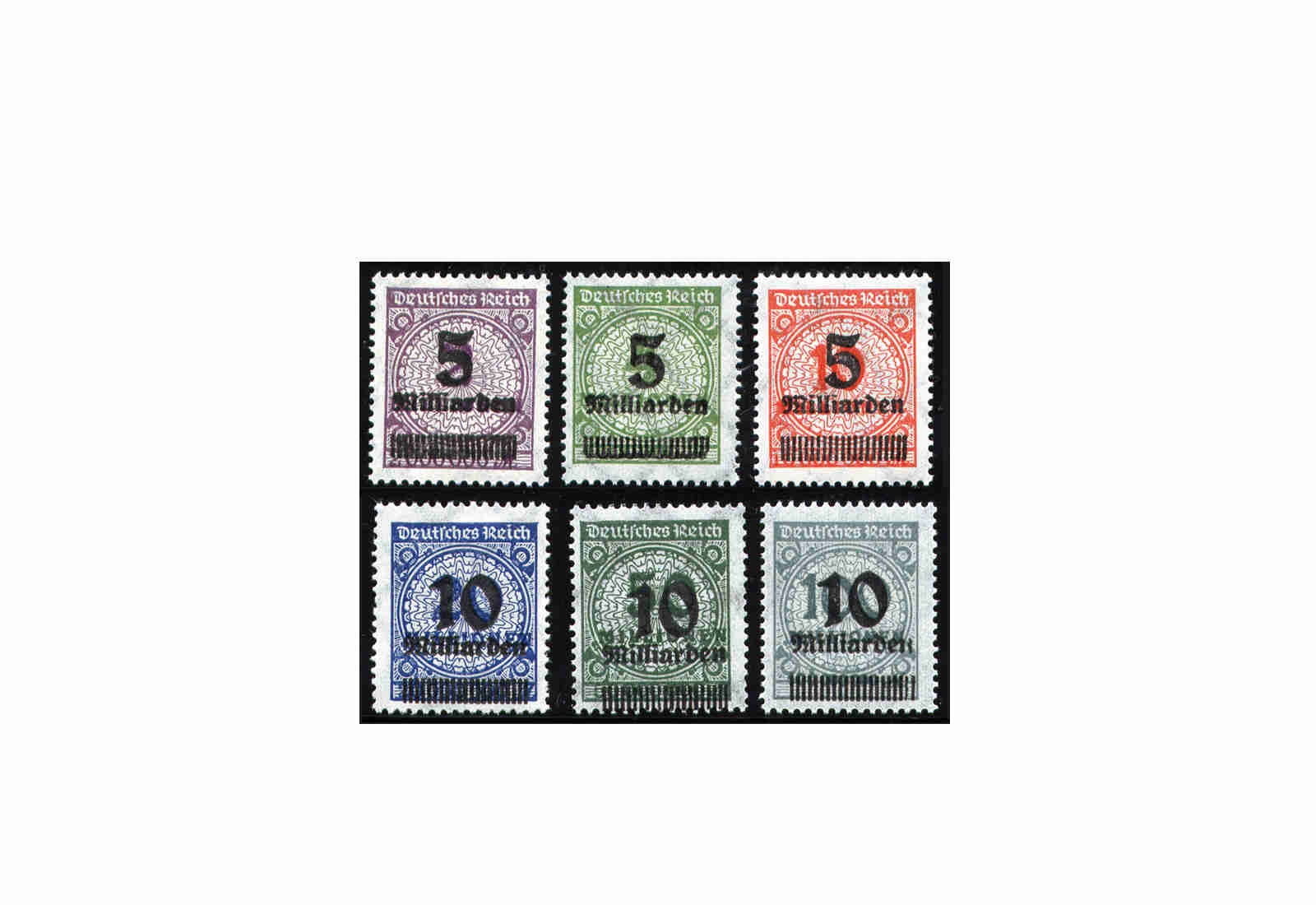Briefmarken Deutsches Reich 1923 Michel-Nr. 332/7 A postfrisch