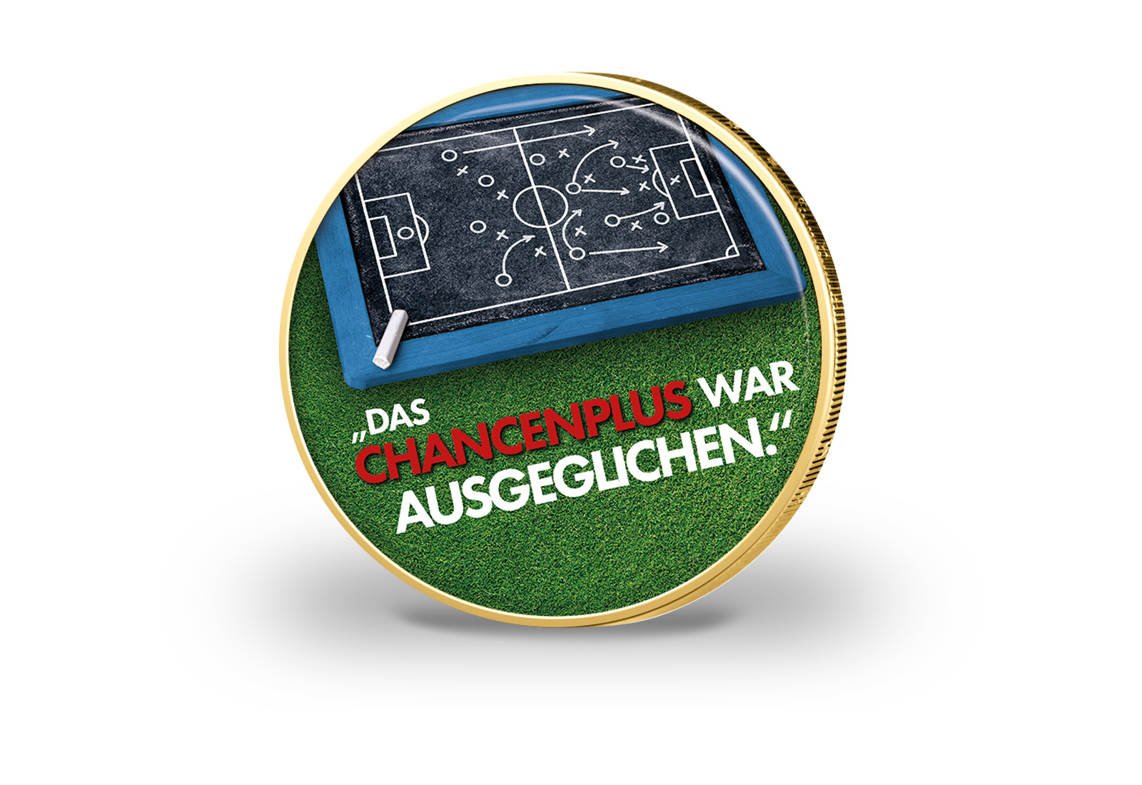 2 Euro vergoldet Fußballspruch 27 mit Farbmotiv