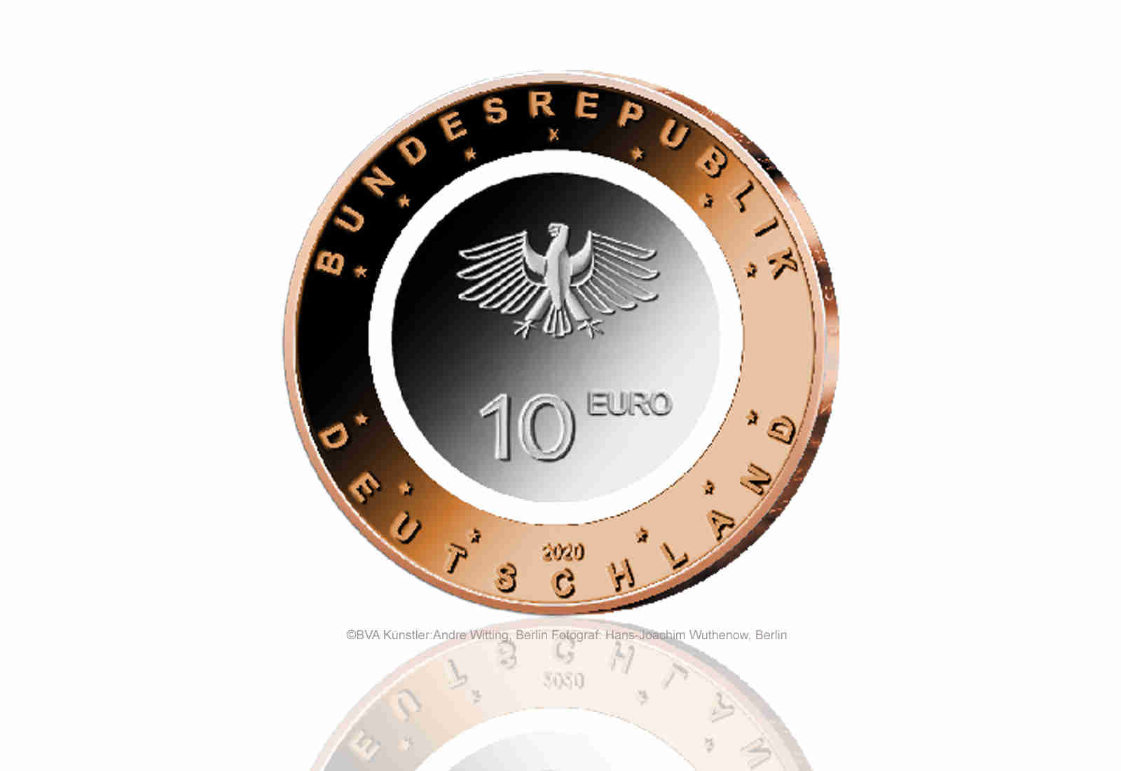 10 Euro 2020 Deutschland An Land mit Polymerring st Prägestätte A