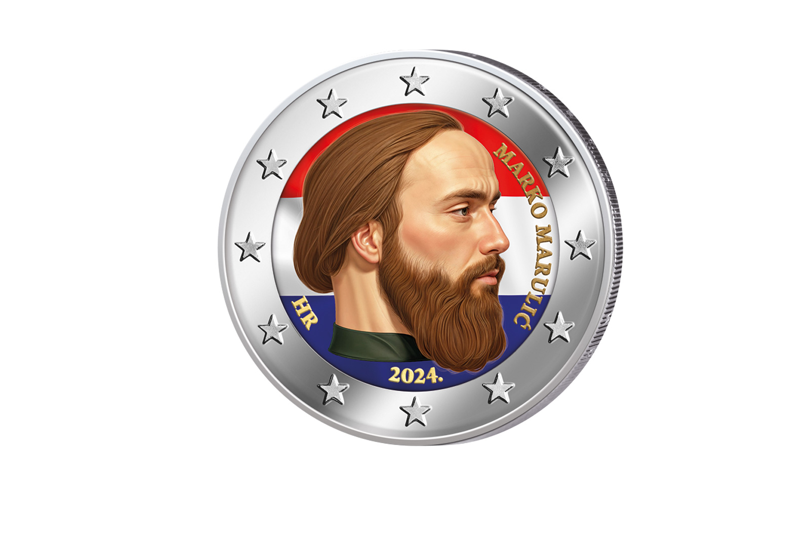 2 Euro 2024 Kroatien 500. Todestag Marko Marulic mit Farbmotiv