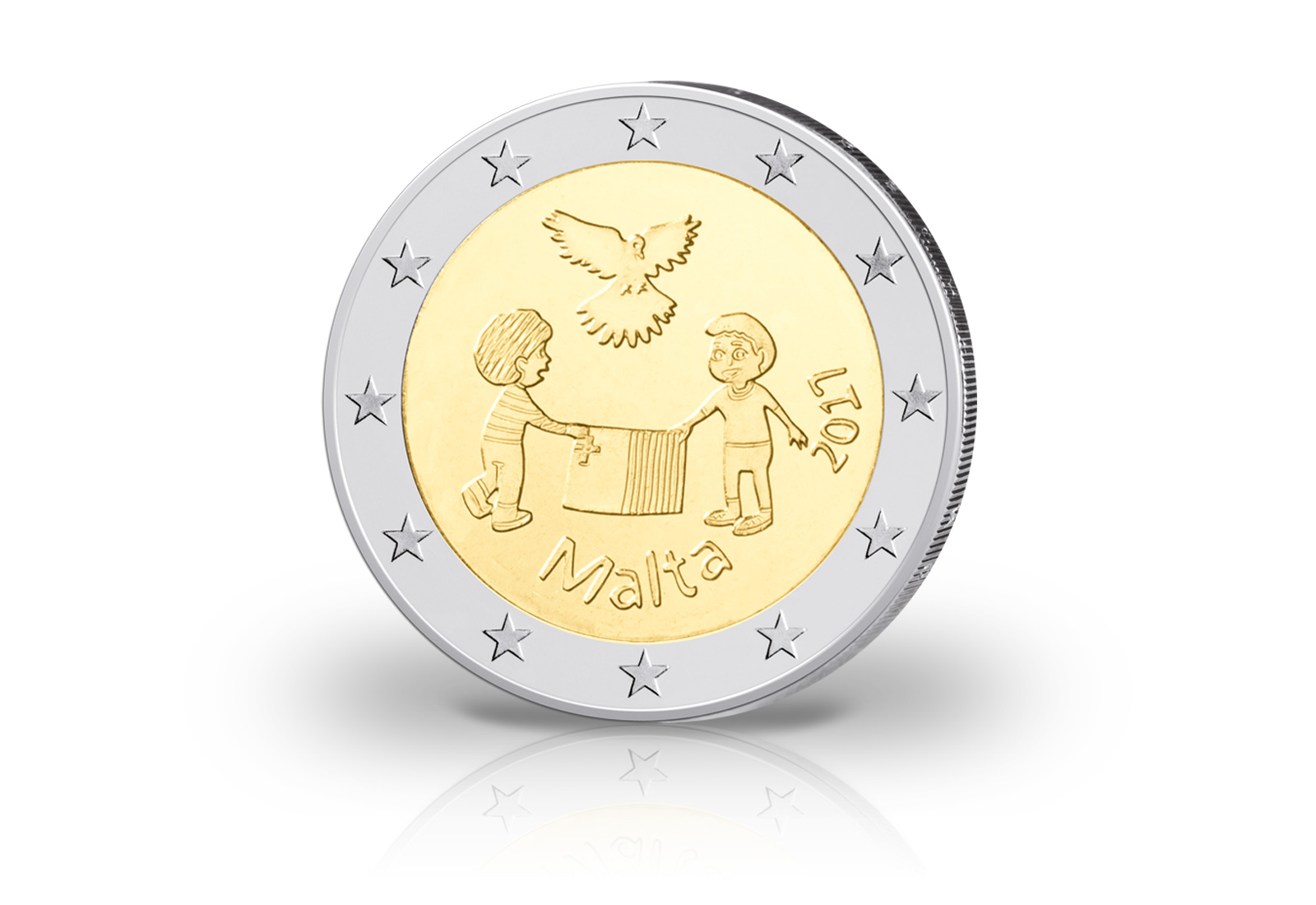 2 Euro 2017 Malta Frieden von Kindern mit Solidarität