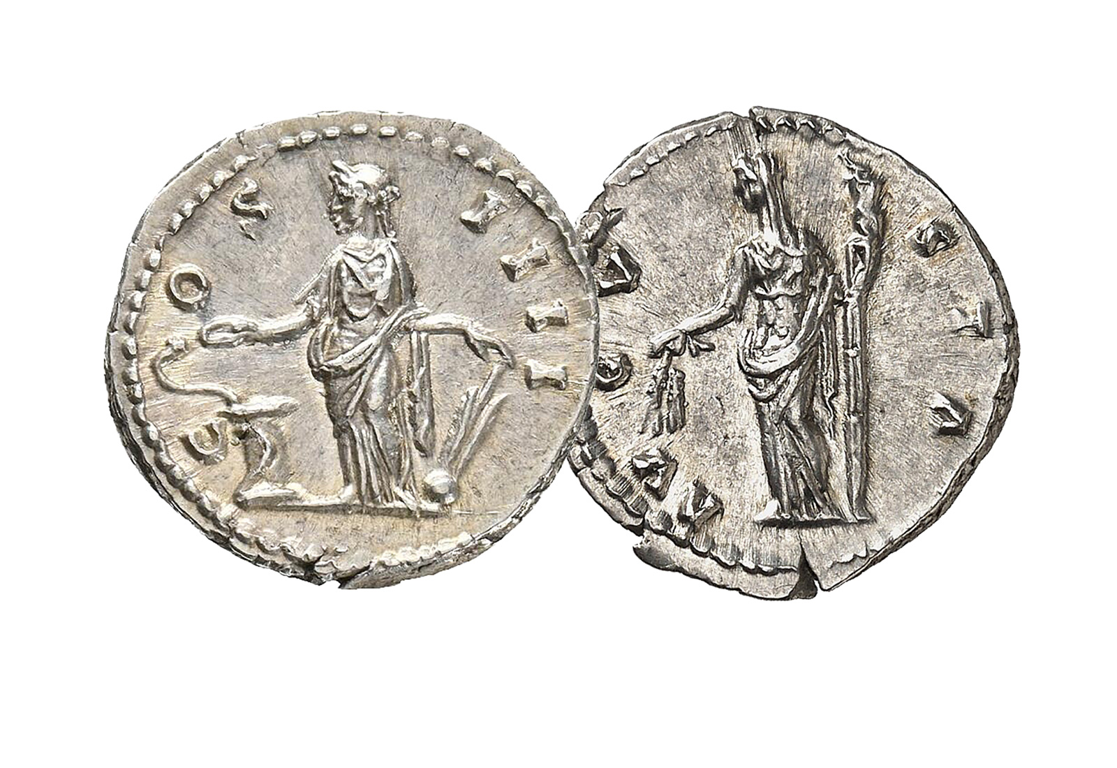 2er Set Silberdenar 138-161 n.Chr Antoninus Pius Faustina Maior im Etui mit Zertifikat