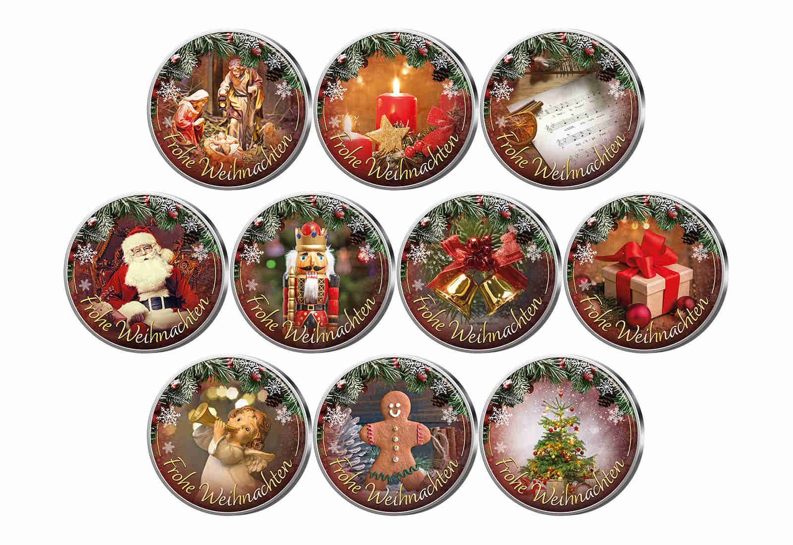 Weihnachten 10er Kollektion mit Farbmotiv im Etui inkl. Zertifikat