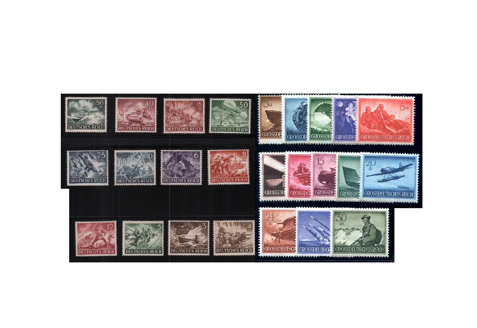 Briefmarken Deutsches Reich Wehrmachtssätze 1943-1944 Michel-Nr. 831-843 und 873-885 postfrisch