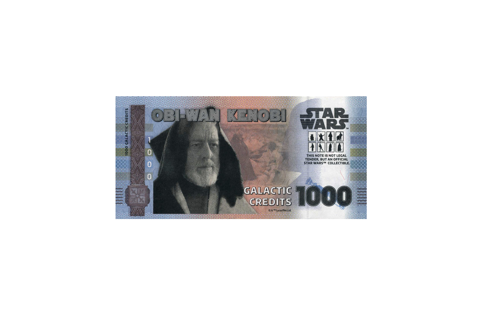 Souvenir 1.000 Galactic Credit Obi-Wan Kenobi in Klappkarte Star Wars Serie