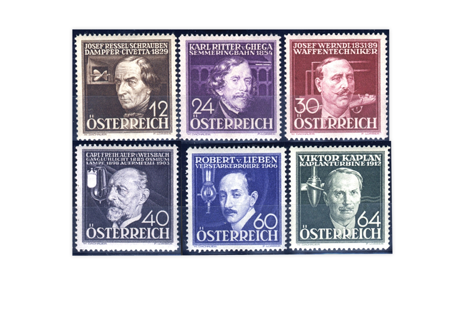 1. Republik Österreich Mi.Nr. 632/637 gestempelt