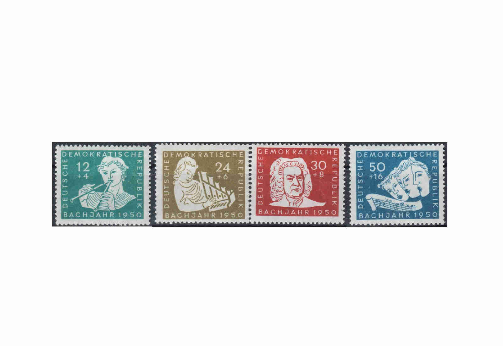Briefmarken DDR 200. Todestag von Johann Sebastian Bach 1950 Michel-Nr. 256-259 postfrisch
