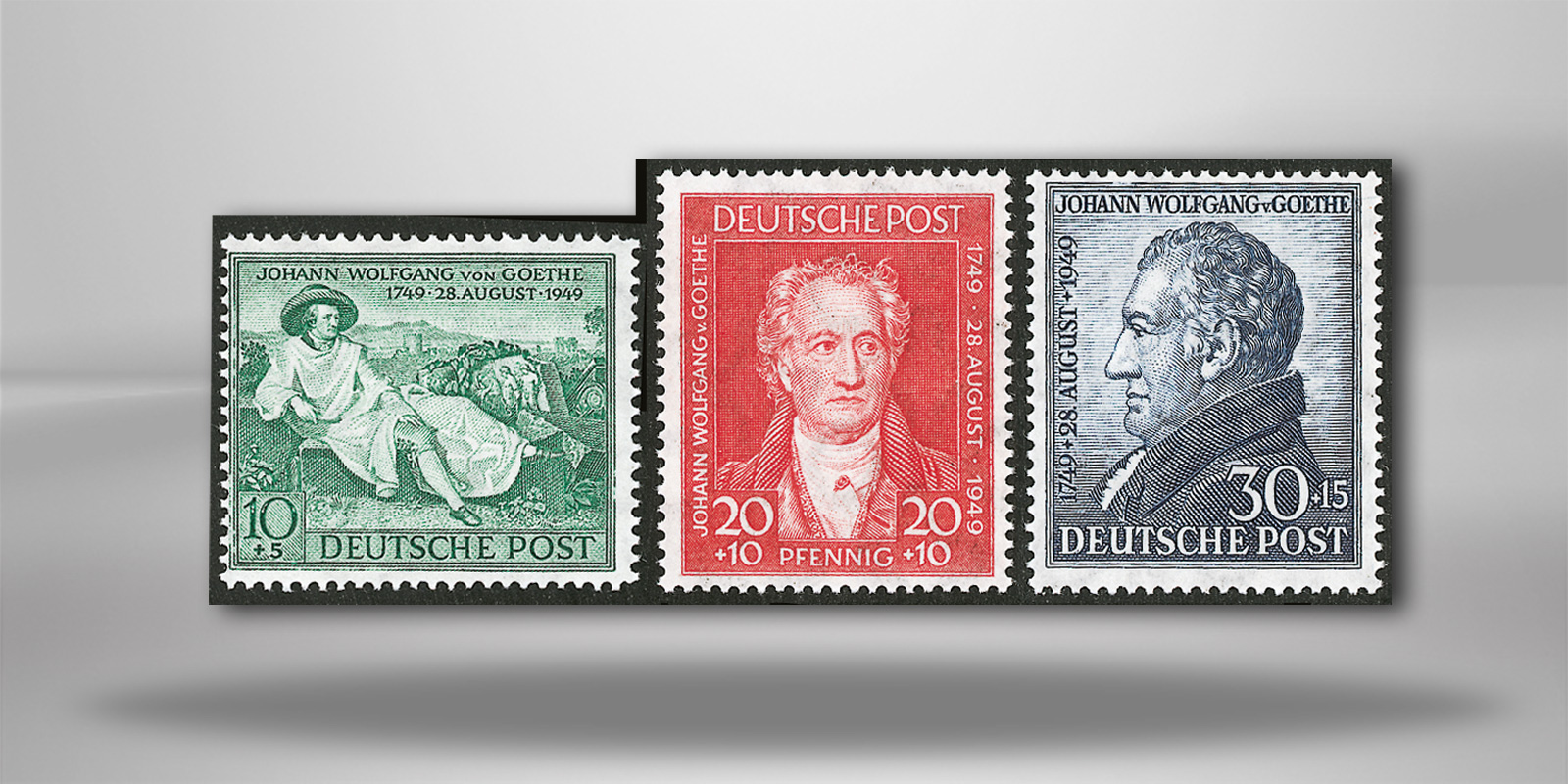 Bizone Michel-Nr. 108/110 postfrisch Goethe