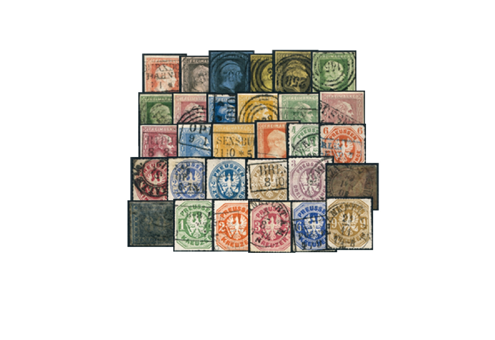 Briefmarken Altdeutsche Staaten Preußen Komplette Sammlung 1850-1867 Michel-Nr. 1-26 gestempelt