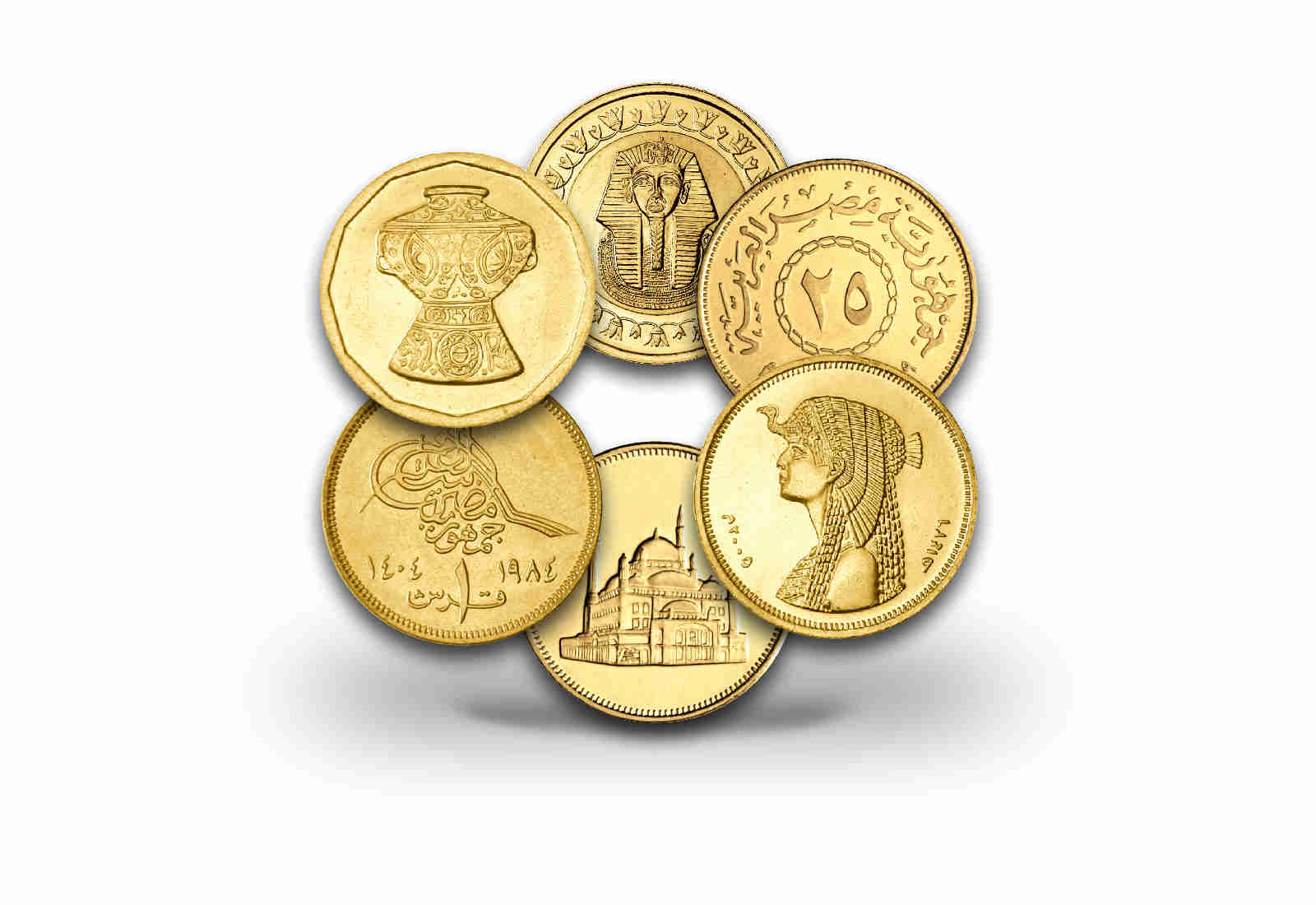 Worldcoinsatz Ägypten Prestige Münzsatz veredelt mit Gold und Rhodium