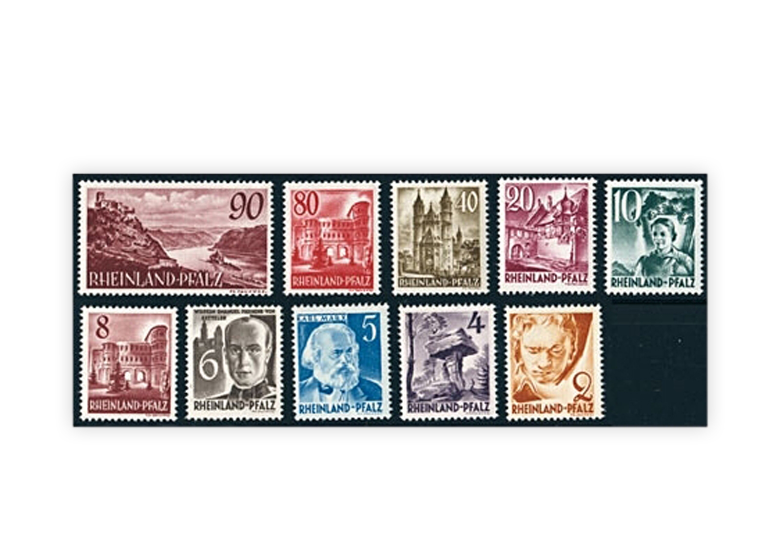 Französische Zone Rheinland-Pfalz Mi.Nr. 32/41 gestempelt