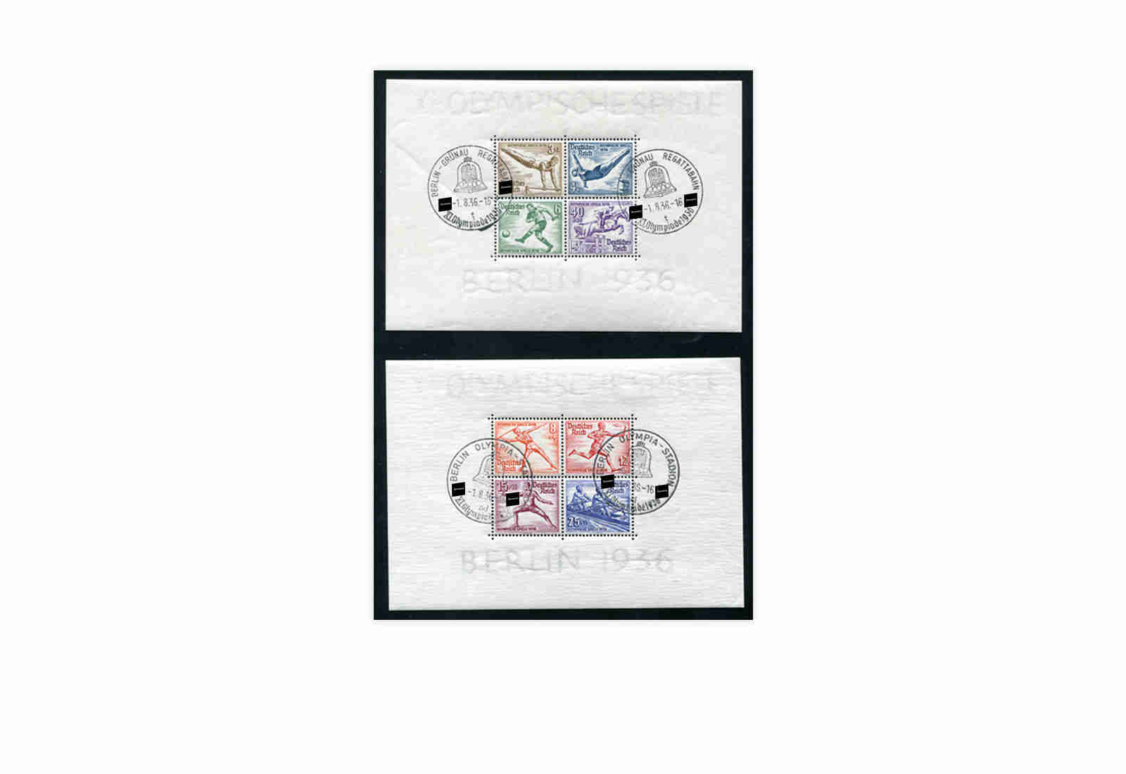 Briefmarken Deutsches Reich Olympia 1936 Block 5+6 gestempelt