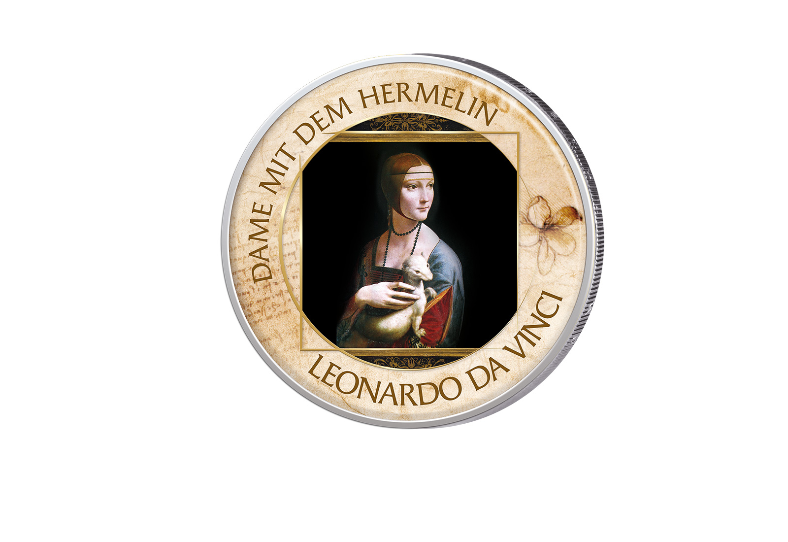 2 Euro mit Farbapplikation Dame mit dem Hermelin