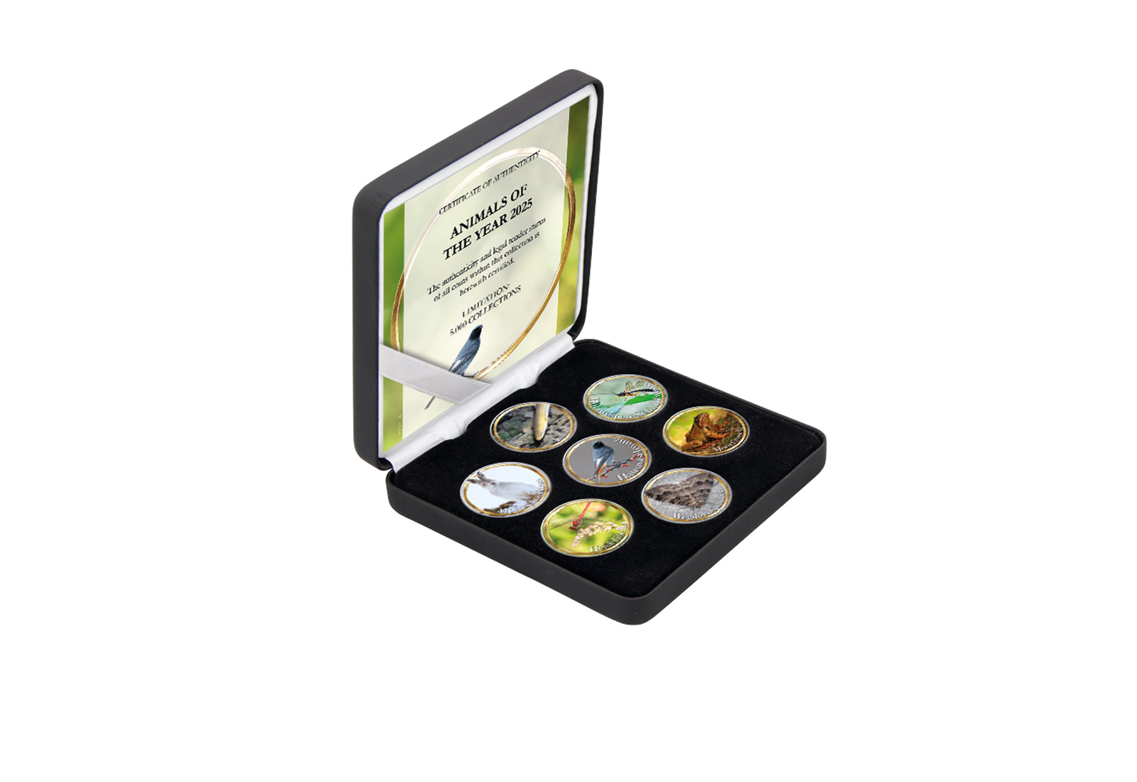 7er Münzen Kollektion Tiere des Jahres 2025 mit Etui und Zertifikat