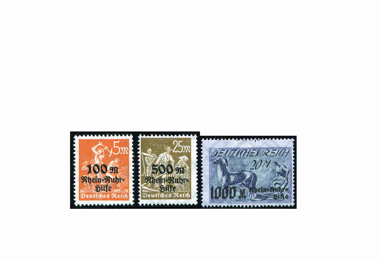 Briefmarken Deutsches Reich Rhein- und Ruhrhilfe 1923 Michel-Nr. 258/60 postfrisch