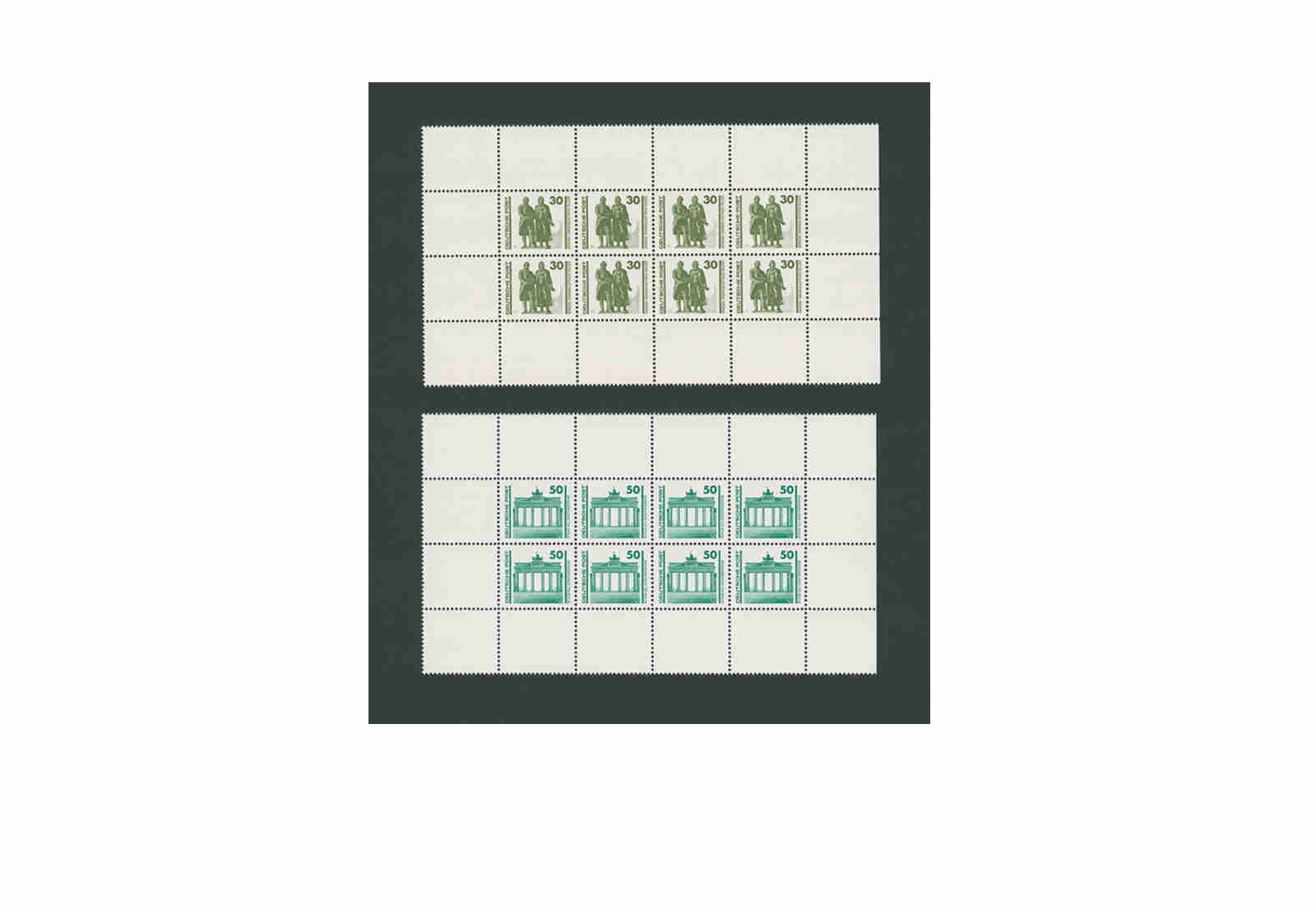 Briefmarken DDR Michel-Nr. 3345 + 3346 ,MHB 20 + 21 im Achterblock postfrisch