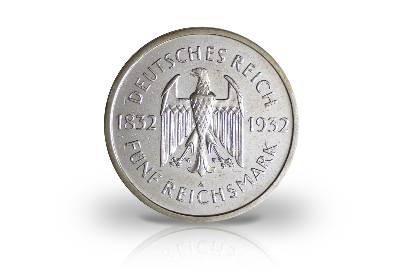 5 Reichsmark Silbermünze 1932 Weimarer Republik 100. Todestag Goethes Jaeger-Nr. 351