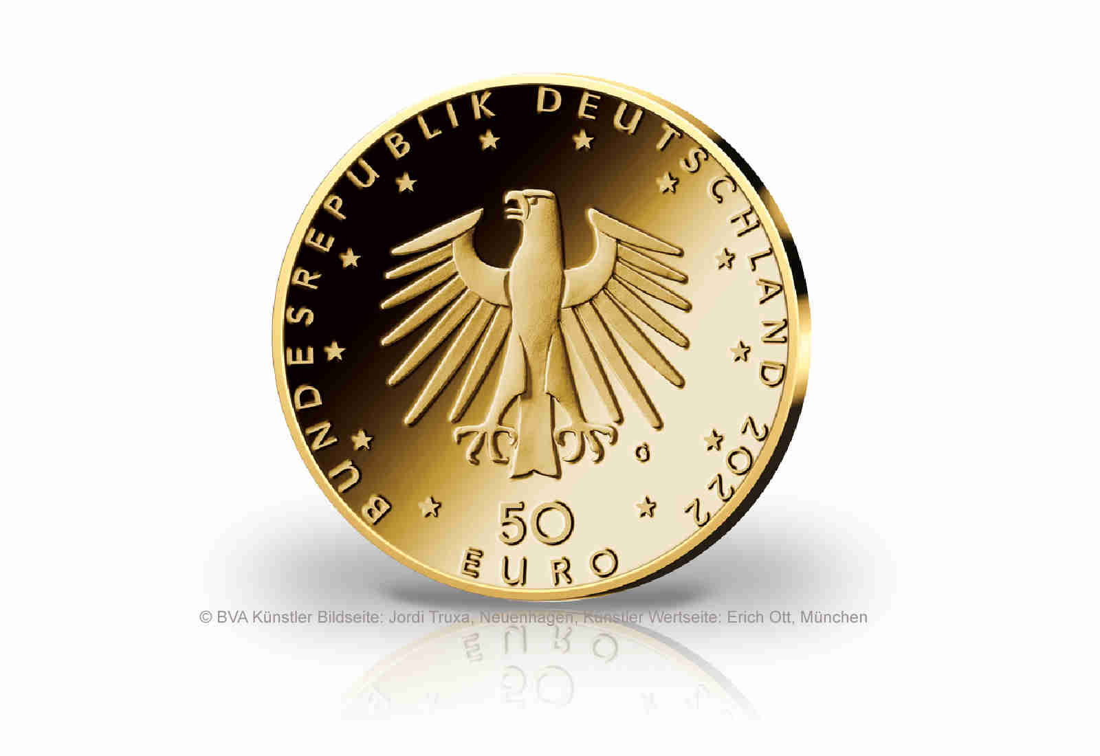 50 Euro 2022 Goldmünze Deutschland Konzertgitarre Prägestätte unserer Wahl