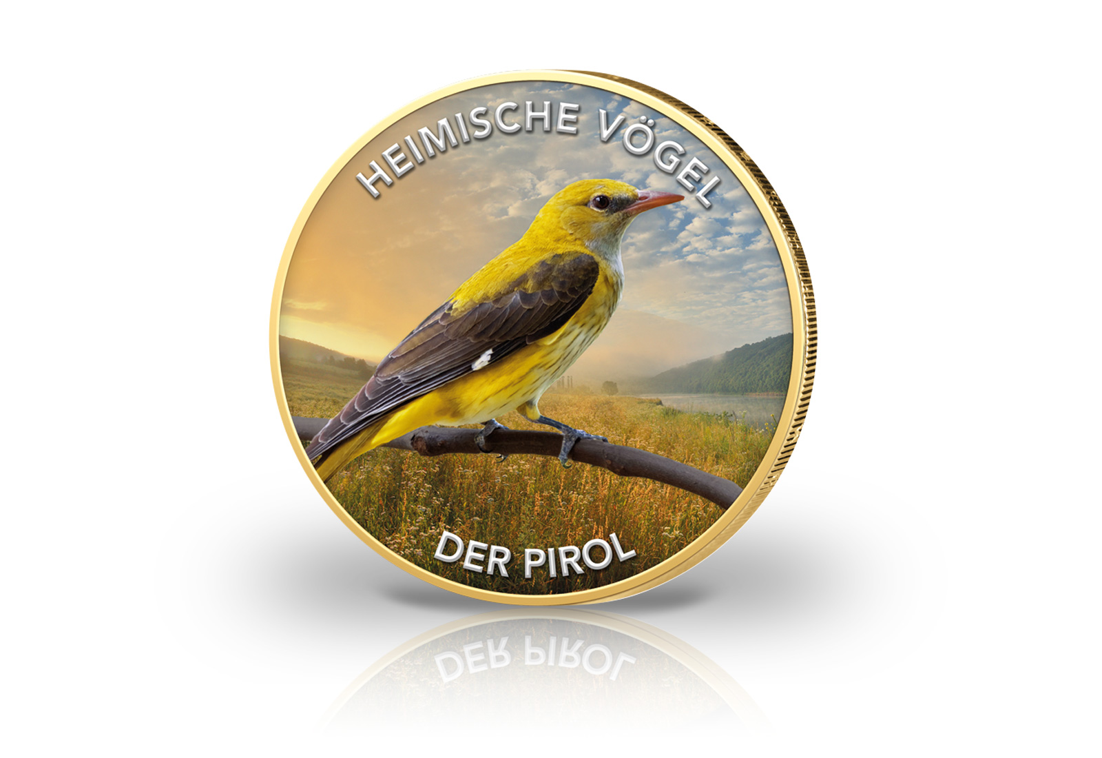 2 Euro vergoldet mit Farbmotiv Der Pirol