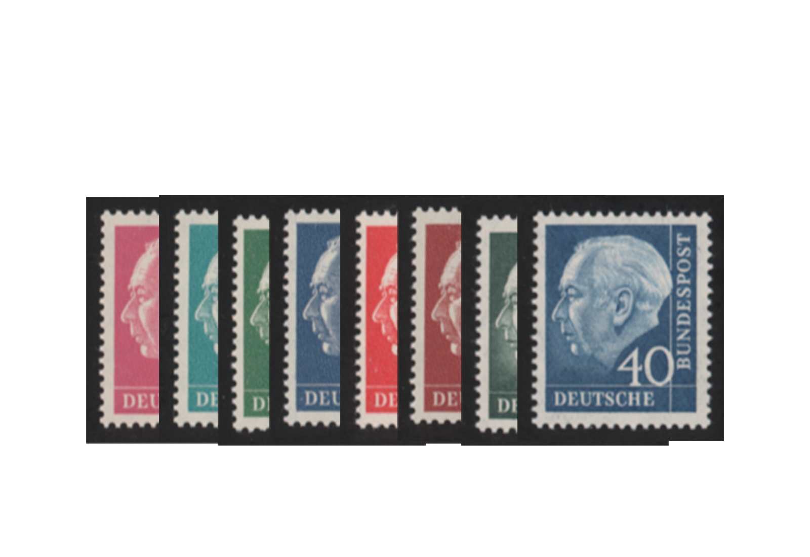 Briefmarken BRD Heuss Iumogen Michel Nr. 179y,181y,183y,186y,259y,260y postfrisch