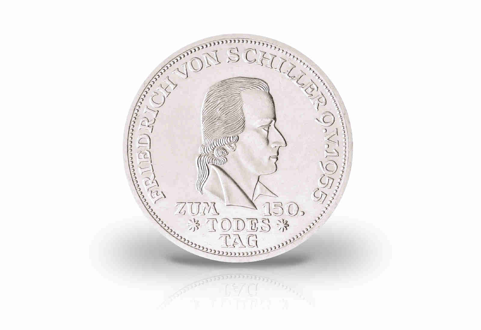5-DM-Silbermünze 1955 BRD - 150. Todestag Friedrich von Schiller - Jaeger-Nr. 389