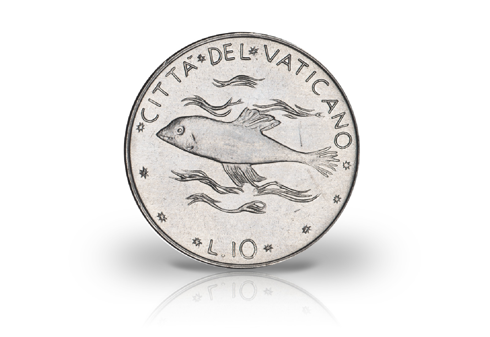 10 Lire 1977 Vatikan Papst Paul VI. Fisch