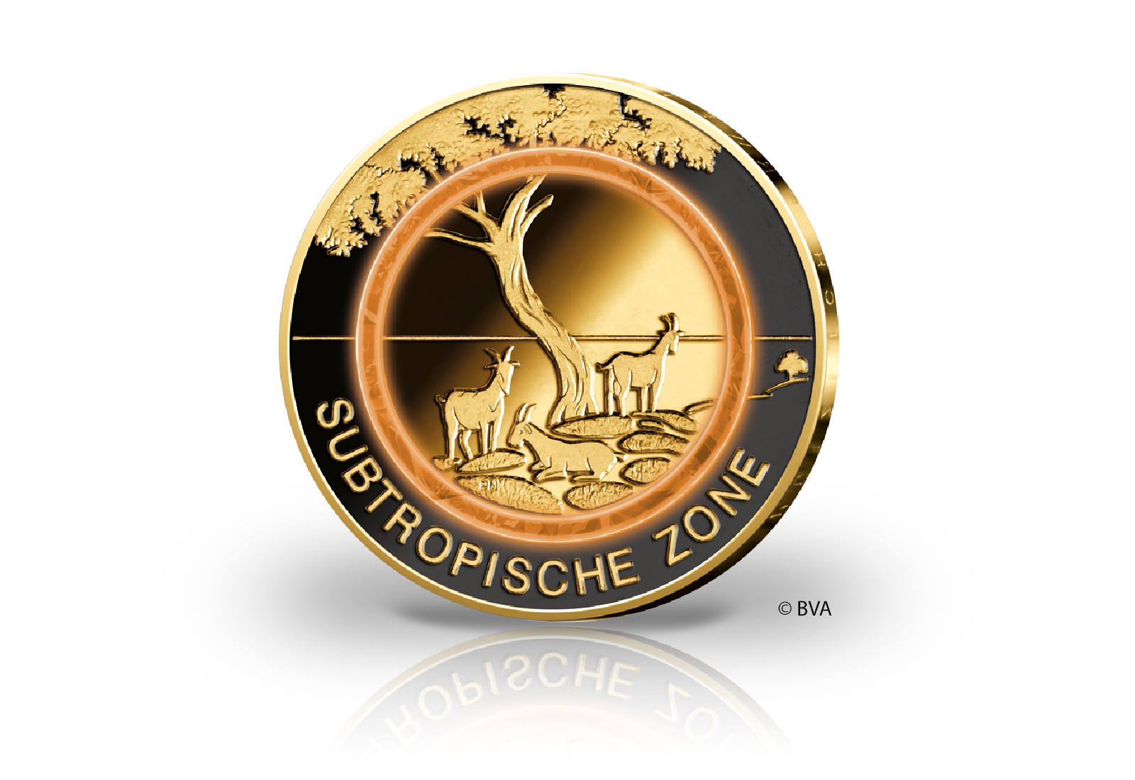 5 Euro 2018 Deutschland Subtropische Zone mit Rhodium und 24 Karat Goldauflage