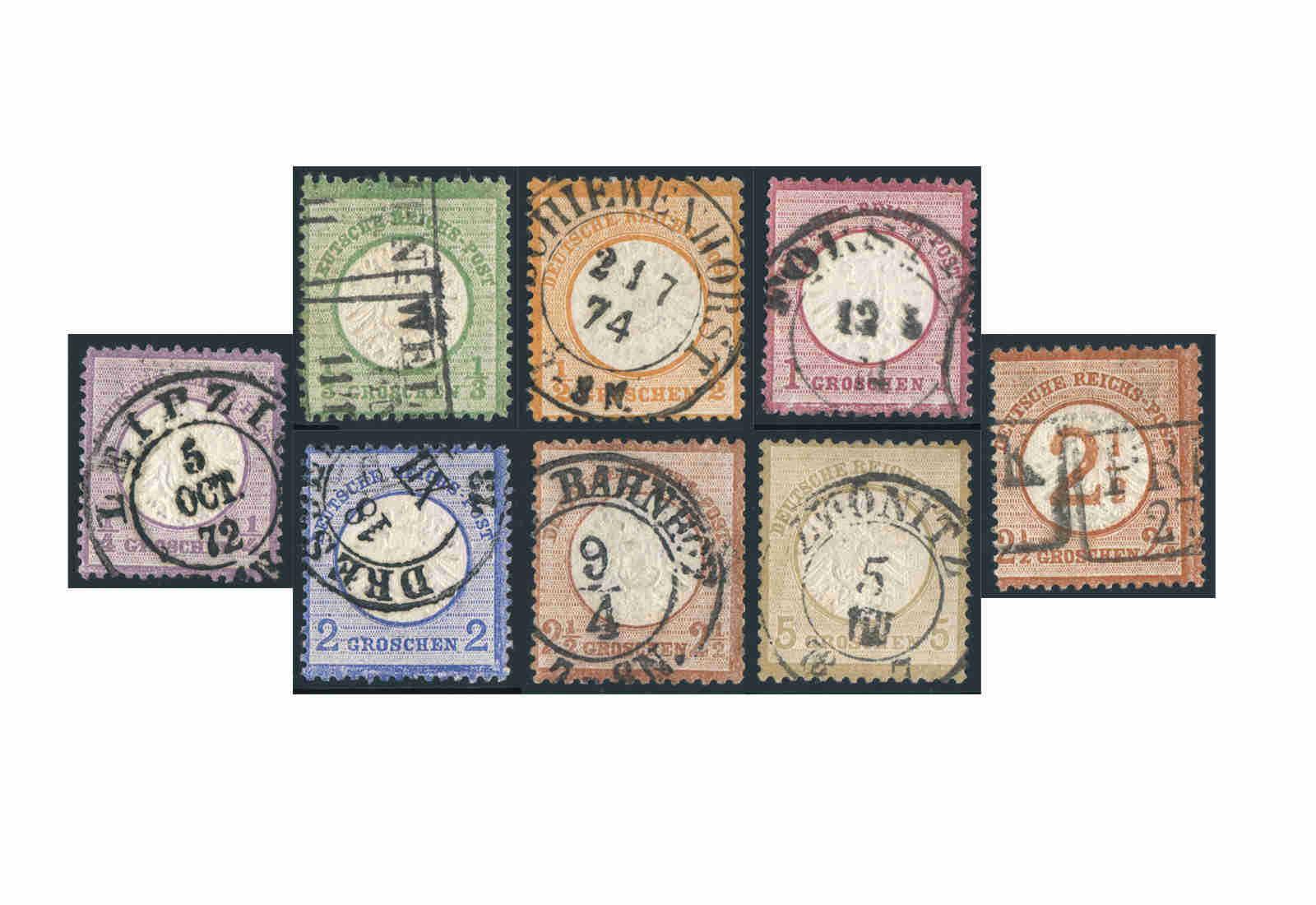 Briefmarke Brustschild 16-22 und 29 gest.
