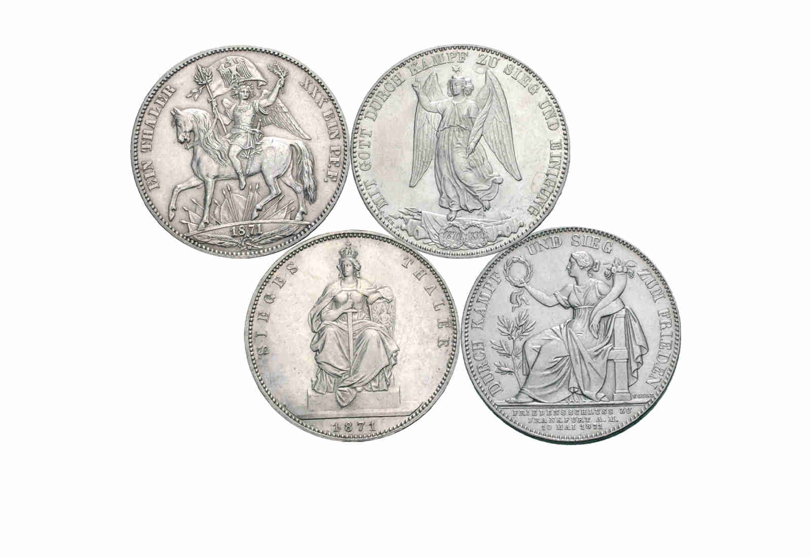 Deutschland 900er Silber 1871 Siegestaler Könige im Set in vz-st