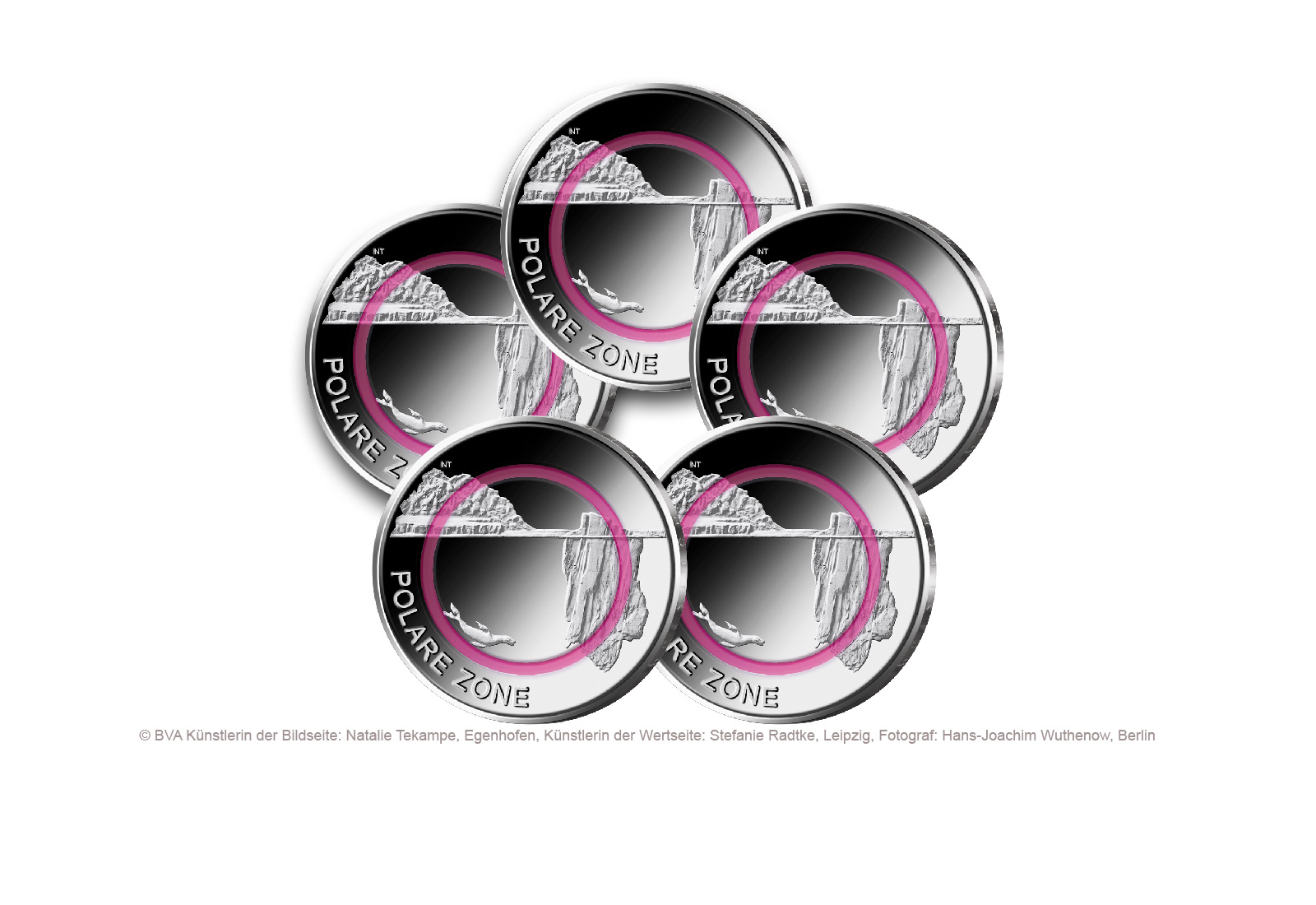 5 Euro 2021 Deutschland Polare Zone mit Polymerring PP Prägestätte A-J